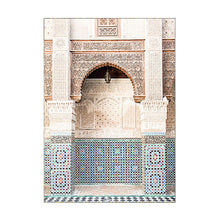 Load image into Gallery viewer, Moroccan Door Wall Art Gold Quran Arabic Calligraphy Canvas Panting Islamic Architecture Poster Print Wall Pictures Boho Decor
