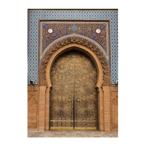 Moroccan Door Wall Art Gold Quran Arabic Calligraphy Canvas Panting Islamic Architecture Poster Print Wall Pictures Boho Decor
