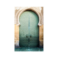 Load image into Gallery viewer, Moroccan Door Wall Art Gold Quran Arabic Calligraphy Canvas Panting Islamic Architecture Poster Print Wall Pictures Boho Decor

