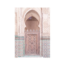 Load image into Gallery viewer, Moroccan Door Wall Art Gold Quran Arabic Calligraphy Canvas Panting Islamic Architecture Poster Print Wall Pictures Boho Decor
