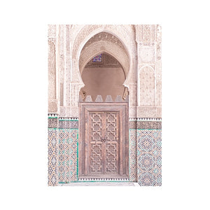 Moroccan Door Wall Art Gold Quran Arabic Calligraphy Canvas Panting Islamic Architecture Poster Print Wall Pictures Boho Decor