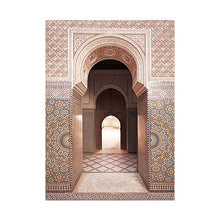 Load image into Gallery viewer, Moroccan Door Wall Art Gold Quran Arabic Calligraphy Canvas Panting Islamic Architecture Poster Print Wall Pictures Boho Decor
