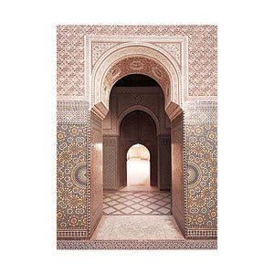 Moroccan Door Wall Art Gold Quran Arabic Calligraphy Canvas Panting Islamic Architecture Poster Print Wall Pictures Boho Decor