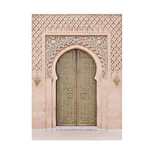 Load image into Gallery viewer, Moroccan Door Wall Art Gold Quran Arabic Calligraphy Canvas Panting Islamic Architecture Poster Print Wall Pictures Boho Decor
